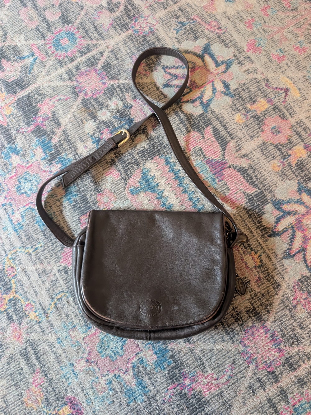 Vintage Brown Leather Crossbody Bag